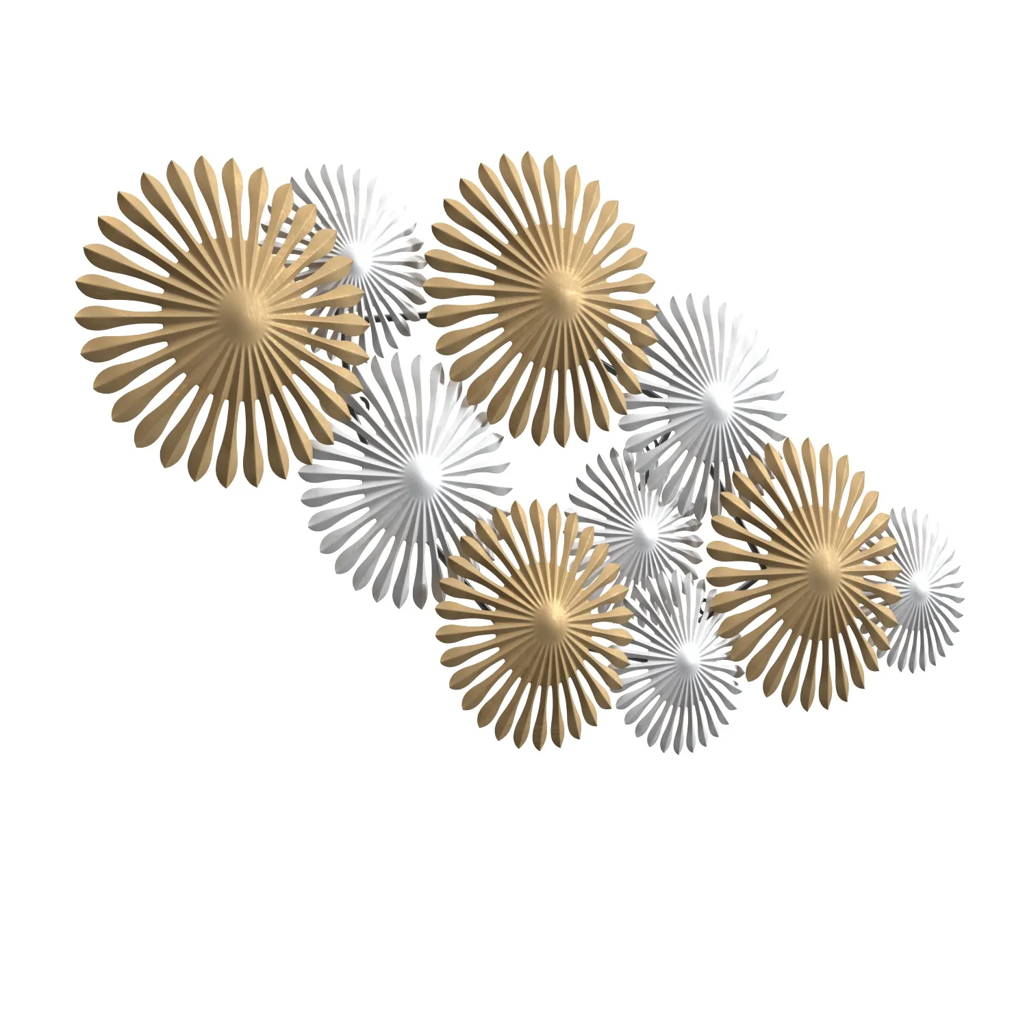 Sparks 45 Inch Wide Gold And Silver Metal Wall Art PBR 3D Model_06
